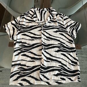 ASOS Monochrome Zebra Print Button Down Shirt